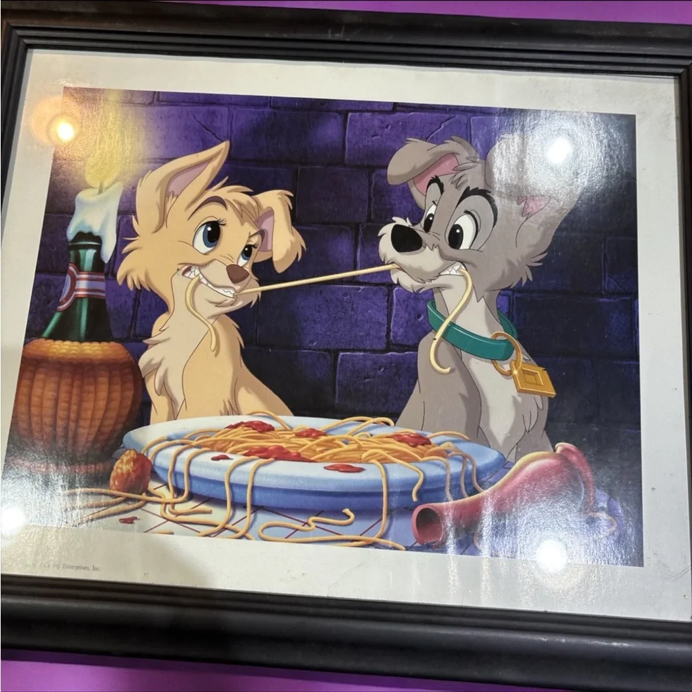 Lady and the Tramp (Scamp) Framed Lithograph exclusive Disney Store Art Print